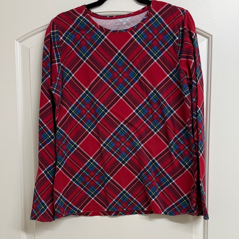 Talbots Red Plaid Long Sleeve Tee